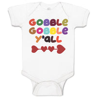 Baby Clothes Gobble Gobble Y'All Love Pattern with Heart Baby Bodysuits Cotton