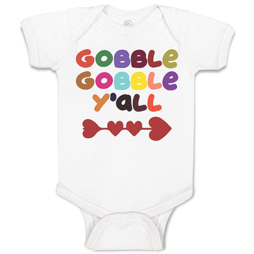 Baby Clothes Gobble Gobble Y'All Love Pattern with Heart Baby Bodysuits Cotton