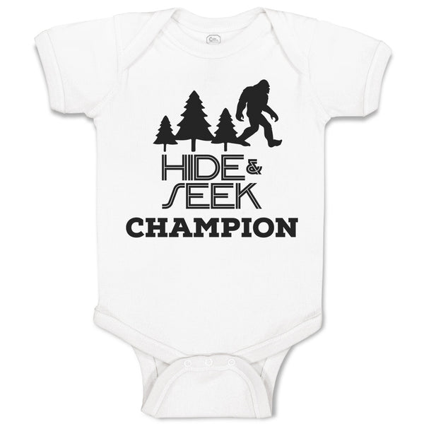 Baby Clothes Hide & Seek Champion An Silhouette Bigfoot and Trees Baby Bodysuits