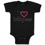 Baby Clothes I Love Burpees with Red Heart Outline Baby Bodysuits Cotton