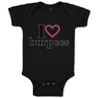 Baby Clothes I Love Burpees with Red Heart Outline Baby Bodysuits Cotton