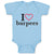 Baby Clothes I Love Burpees with Red Heart Outline Baby Bodysuits Cotton