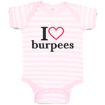 Baby Clothes I Love Burpees with Red Heart Outline Baby Bodysuits Cotton