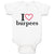 Baby Clothes I Love Burpees with Red Heart Outline Baby Bodysuits Cotton