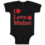 Baby Clothes I Love Maine with Red Hearts Baby Bodysuits Boy & Girl Cotton
