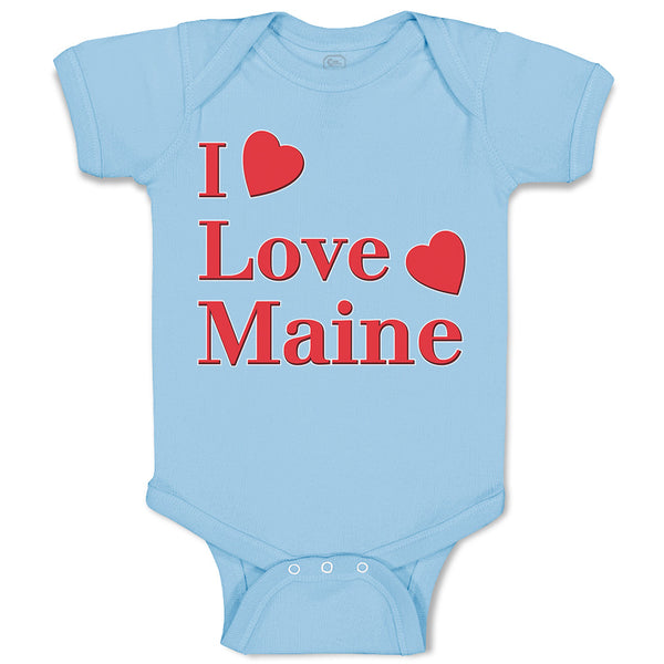 Baby Clothes I Love Maine with Red Hearts Baby Bodysuits Boy & Girl Cotton