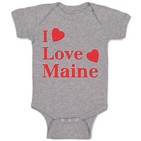 Baby Clothes I Love Maine with Red Hearts Baby Bodysuits Boy & Girl Cotton