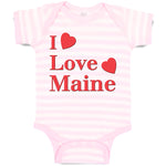 Baby Clothes I Love Maine with Red Hearts Baby Bodysuits Boy & Girl Cotton