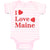 Baby Clothes I Love Maine with Red Hearts Baby Bodysuits Boy & Girl Cotton