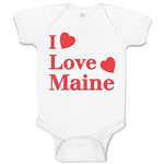 Baby Clothes I Love Maine with Red Hearts Baby Bodysuits Boy & Girl Cotton