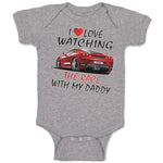 Baby Clothes I Love Watching The Race with My Daddy Car Racing Baby Bodysuits