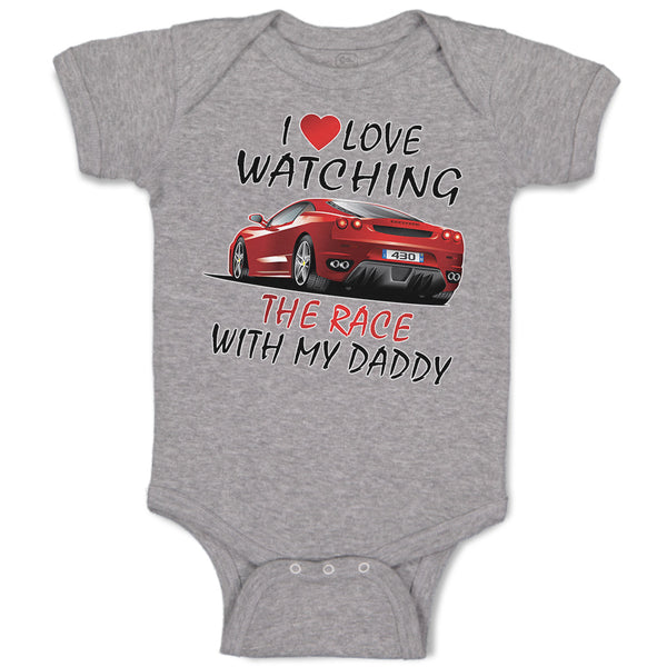 Baby Clothes I Love Watching The Race with My Daddy Car Racing Baby Bodysuits