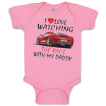 Baby Clothes I Love Watching The Race with My Daddy Car Racing Baby Bodysuits