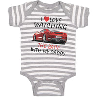 Baby Clothes I Love Watching The Race with My Daddy Car Racing Baby Bodysuits
