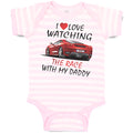 Baby Clothes I Love Watching The Race with My Daddy Car Racing Baby Bodysuits