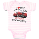 Baby Clothes I Love Watching The Race with My Daddy Car Racing Baby Bodysuits