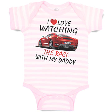 Baby Clothes I Love Watching The Race with My Daddy Car Racing Baby Bodysuits
