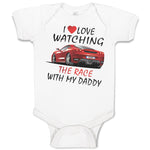 Baby Clothes I Love Watching The Race with My Daddy Car Racing Baby Bodysuits