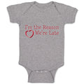 Baby Clothes I'M The Reason We'Re Late with Heart Baby Bodysuits Cotton