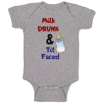 Baby Clothes Milk Drunk & Tit Faced with Feeding Bottle Baby Bodysuits Cotton