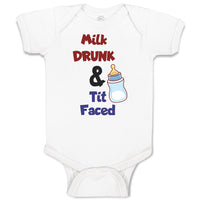 Baby Clothes Milk Drunk & Tit Faced with Feeding Bottle Baby Bodysuits Cotton