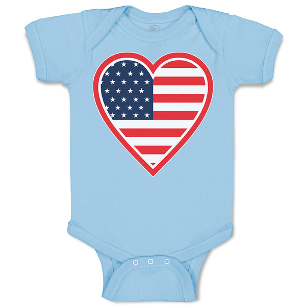 Baby Clothes Heart American National Flag United States Baby Bodysuits Cotton