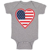 Baby Clothes Heart American National Flag United States Baby Bodysuits Cotton
