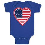 Baby Clothes Heart American National Flag United States Baby Bodysuits Cotton