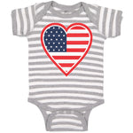 Baby Clothes Heart American National Flag United States Baby Bodysuits Cotton