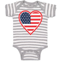 Baby Clothes Heart American National Flag United States Baby Bodysuits Cotton