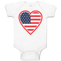 Baby Clothes Heart American National Flag United States Baby Bodysuits Cotton