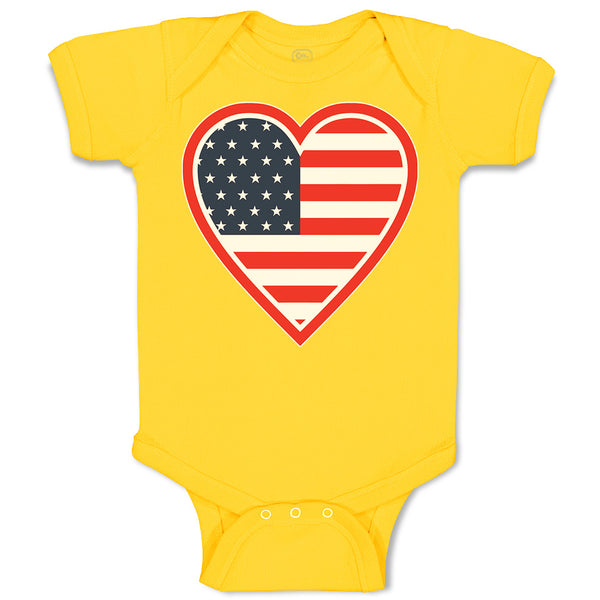 Baby Clothes Heart American National Flag United States Baby Bodysuits Cotton