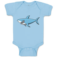 Baby Clothes Hungry Shark Swimming and Searching for Hunting Baby Bodysuits