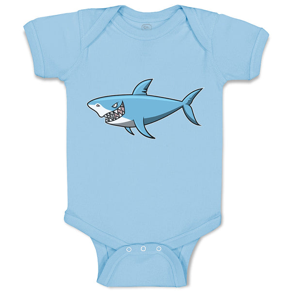 Baby Clothes Hungry Shark Swimming and Searching for Hunting Baby Bodysuits