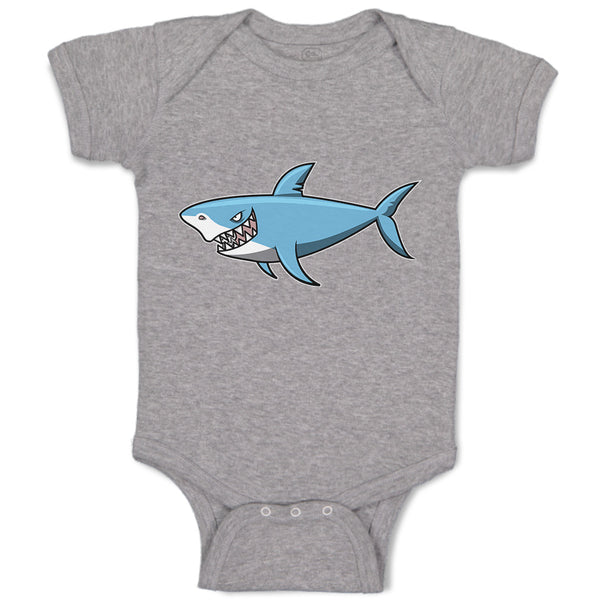 Baby Clothes Hungry Shark Swimming and Searching for Hunting Baby Bodysuits