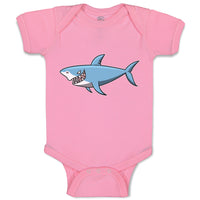 Baby Clothes Hungry Shark Swimming and Searching for Hunting Baby Bodysuits