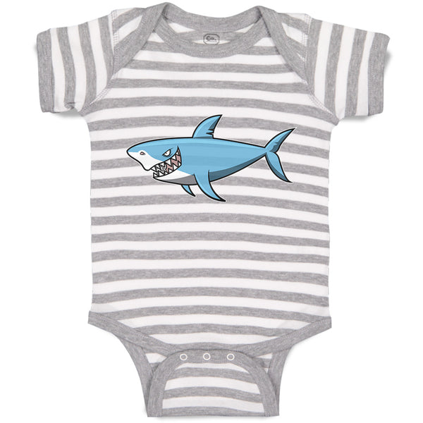 Baby Clothes Hungry Shark Swimming and Searching for Hunting Baby Bodysuits