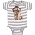 Baby Clothes Pug on Hat and Sunglass with Bow Tie Sitting Baby Bodysuits Cotton
