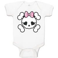 Baby Clothes Cross Bone Skull with Bow Baby Bodysuits Boy & Girl Cotton