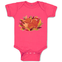 Baby Clothes Sleeping Fox on Autumn Bushy Leaves and Flower Baby Bodysuits