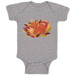 Baby Clothes Sleeping Fox on Autumn Bushy Leaves and Flower Baby Bodysuits