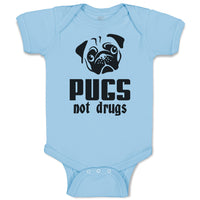 Baby Clothes Pugs Not Drugs Pet Animal Dog Face and Head Baby Bodysuits Cotton