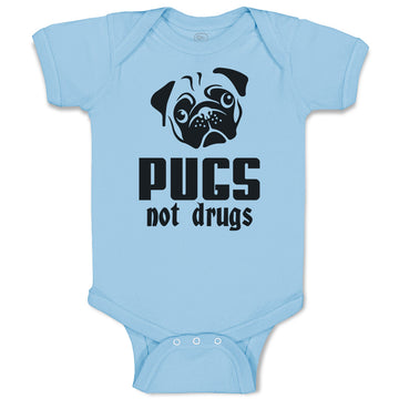 Baby Clothes Pugs Not Drugs Pet Animal Dog Face and Head Baby Bodysuits Cotton