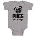 Baby Clothes Pugs Not Drugs Pet Animal Dog Face and Head Baby Bodysuits Cotton