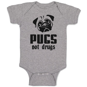 Baby Clothes Pugs Not Drugs Pet Animal Dog Face and Head Baby Bodysuits Cotton