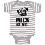 Baby Clothes Pugs Not Drugs Pet Animal Dog Face and Head Baby Bodysuits Cotton