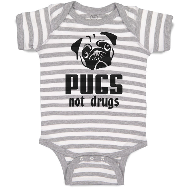 Baby Clothes Pugs Not Drugs Pet Animal Dog Face and Head Baby Bodysuits Cotton