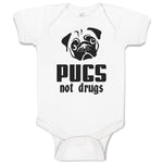 Baby Clothes Pugs Not Drugs Pet Animal Dog Face and Head Baby Bodysuits Cotton