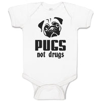 Baby Clothes Pugs Not Drugs Pet Animal Dog Face and Head Baby Bodysuits Cotton