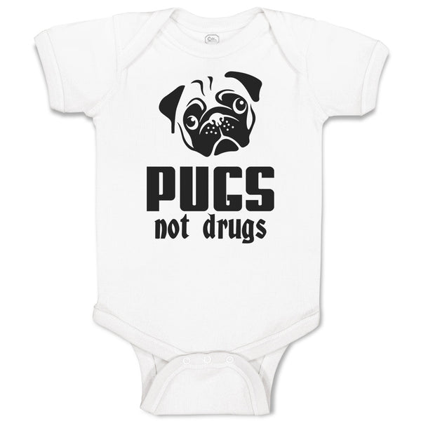 Baby Clothes Pugs Not Drugs Pet Animal Dog Face and Head Baby Bodysuits Cotton